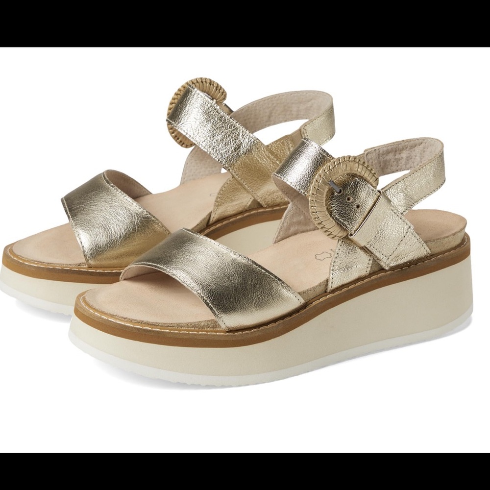 Naot Crepe Radiant Gold Platform Sandals 38